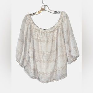 EXPRESS BOHO Off The Shoulder Embroidered Statement Top